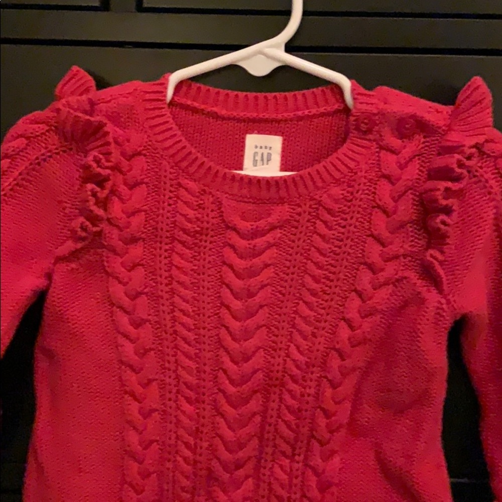 GAP red sweater dress with ruffles